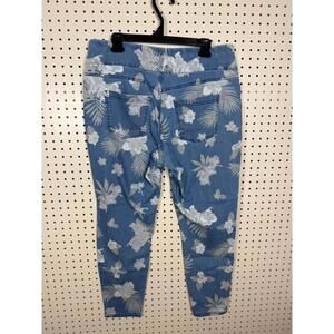 HUE TG/XL Floral Blue Denim Jeggings Pants